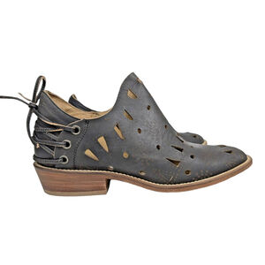 Musse & Cloud Boots Black Western Bootie Coolise Cut Out Leather Sz 8 Boho